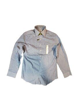 Goodfellow & Co Mens Standard Fit Blue Gingham Long Sleeve Performance  Shirt S